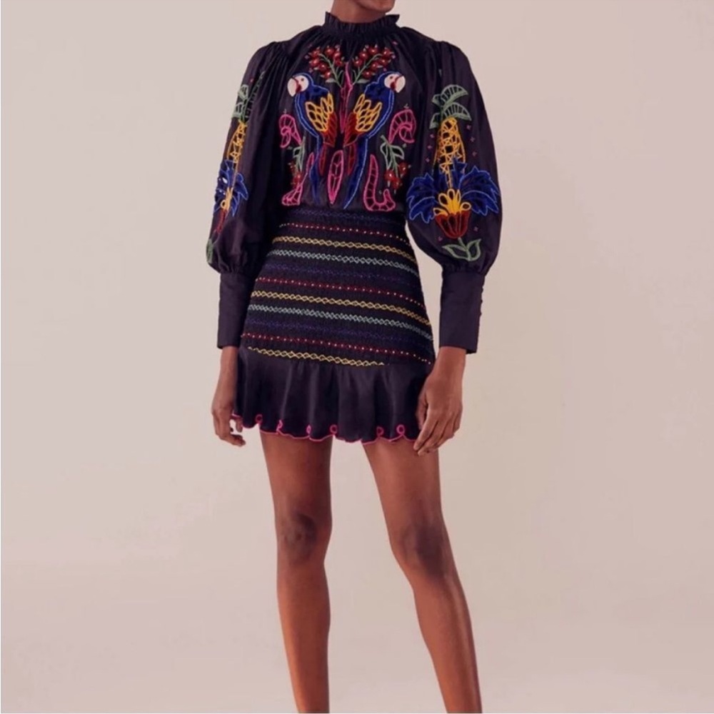Size extra small farm Rio beaded and embroidered mini dress